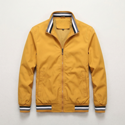 Men’s Bomber Jacket – Zip-Front Ribbed Hem Design