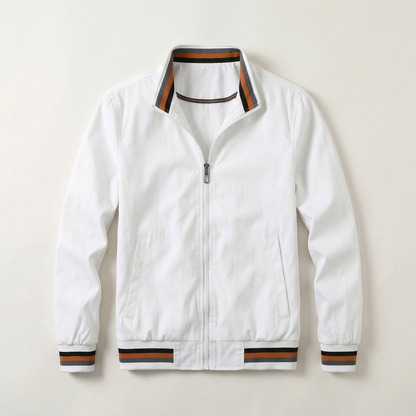 Men’s Bomber Jacket – Zip-Front Ribbed Hem Design