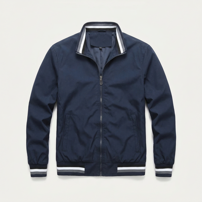 Men’s Bomber Jacket – Zip-Front Ribbed Hem Design