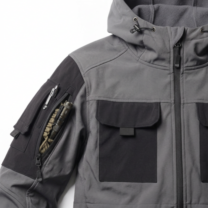 Men’s Hooded Jacket and Pants Set – Zip-Front Design with Cargo Pockets