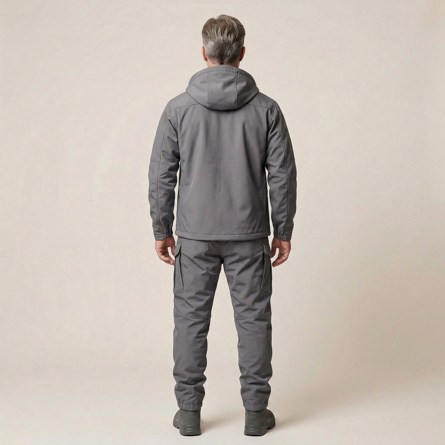 Men’s Hooded Jacket and Pants Set – Zip-Front Design with Cargo Pockets