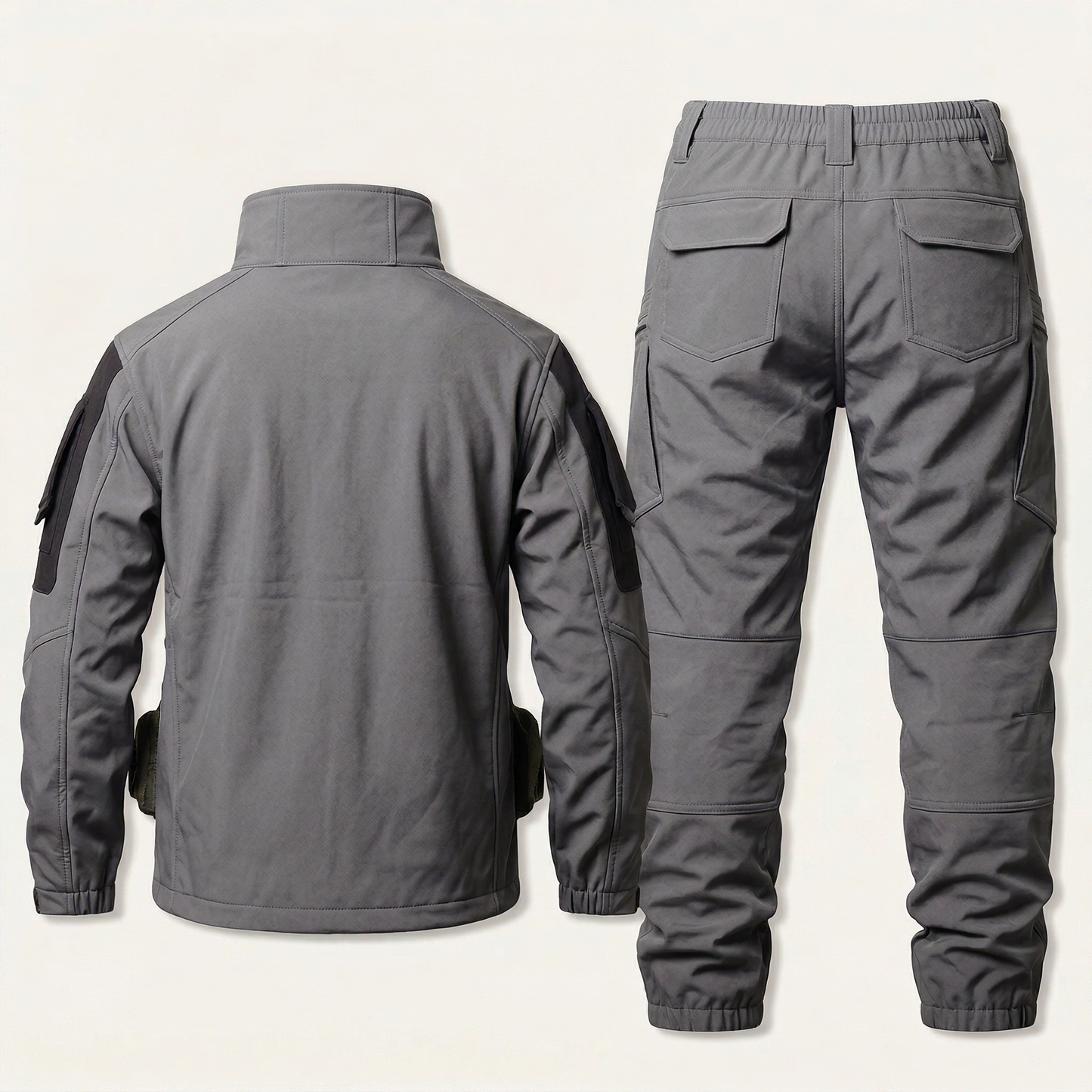 Men’s Hooded Jacket and Pants Set – Zip-Front Design with Cargo Pockets