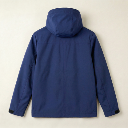 Men’s Hooded Windbreaker Jacket – Zip-Front Design with Zipper Pockets