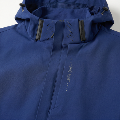 Men’s Hooded Windbreaker Jacket – Zip-Front Design with Zipper Pockets