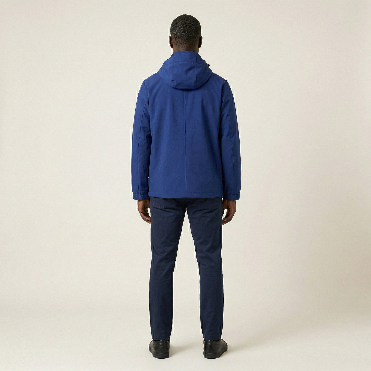 Men’s Hooded Windbreaker Jacket – Zip-Front Design with Zipper Pockets