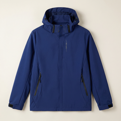 Men’s Hooded Windbreaker Jacket – Zip-Front Design with Zipper Pockets