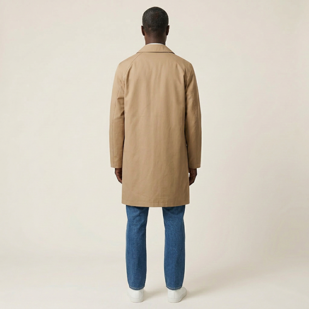 Men’s Long Coat – Button-Front Collared Design
