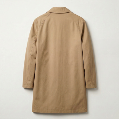 Men’s Long Coat – Button-Front Collared Design
