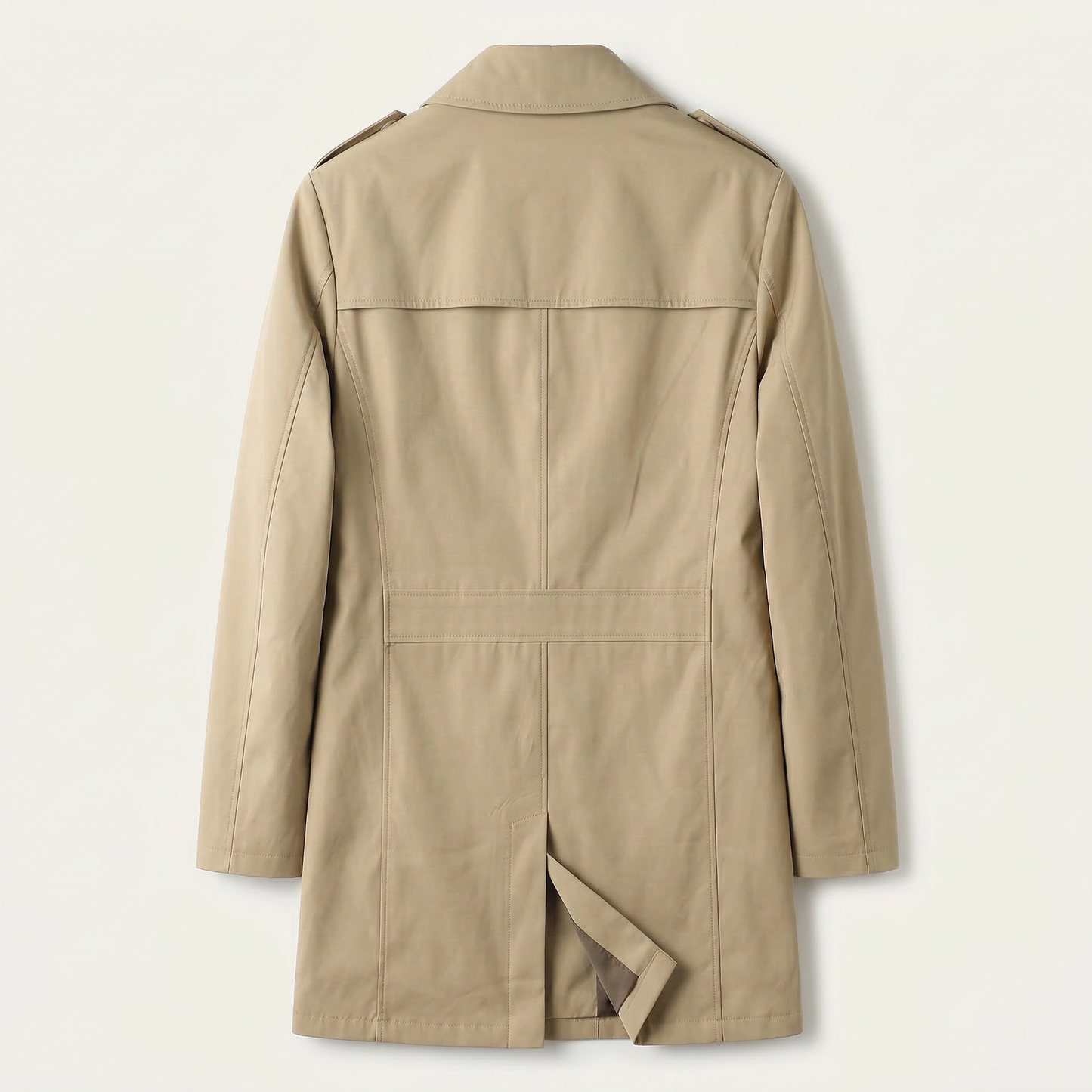 Men’s Trench Coat – Collared Button-Front Design
