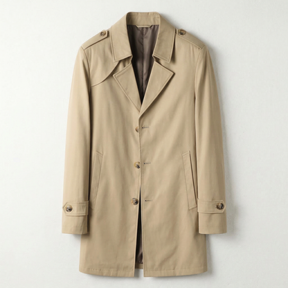 Men’s Trench Coat – Collared Button-Front Design