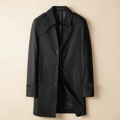 Men’s Trench Coat – Collared Button-Front Design