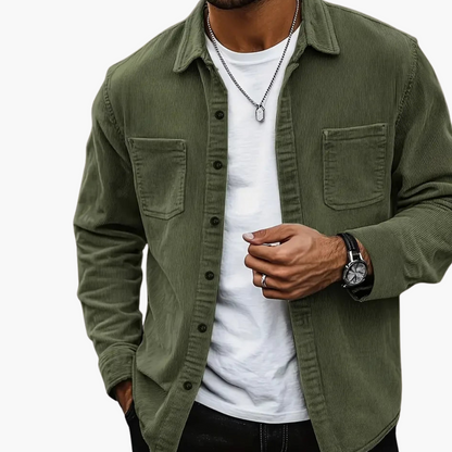 Men's Long-sleeve Button Down Jacket with Pockets | Casual