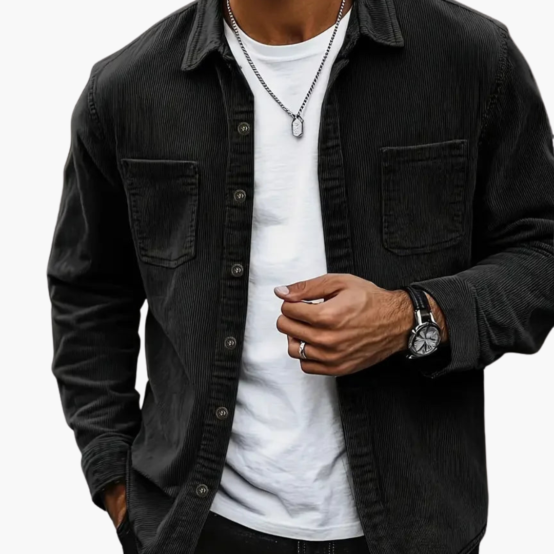 Men's Long-sleeve Button Down Jacket with Pockets | Casual