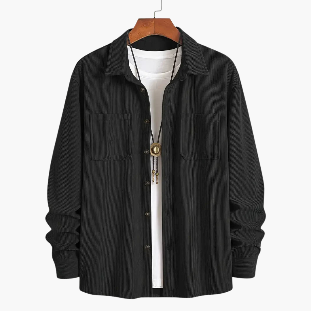 Men's Long-sleeve Button Down Jacket with Pockets | Casual
