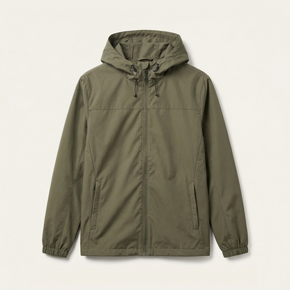 Men’s Hooded Windbreaker Jacket – Zip-Front Design