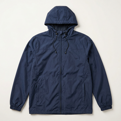 Men’s Hooded Windbreaker Jacket – Zip-Front Design