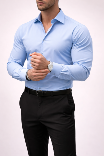 Men’s Long Sleeve Shirt With Button Front And Collar