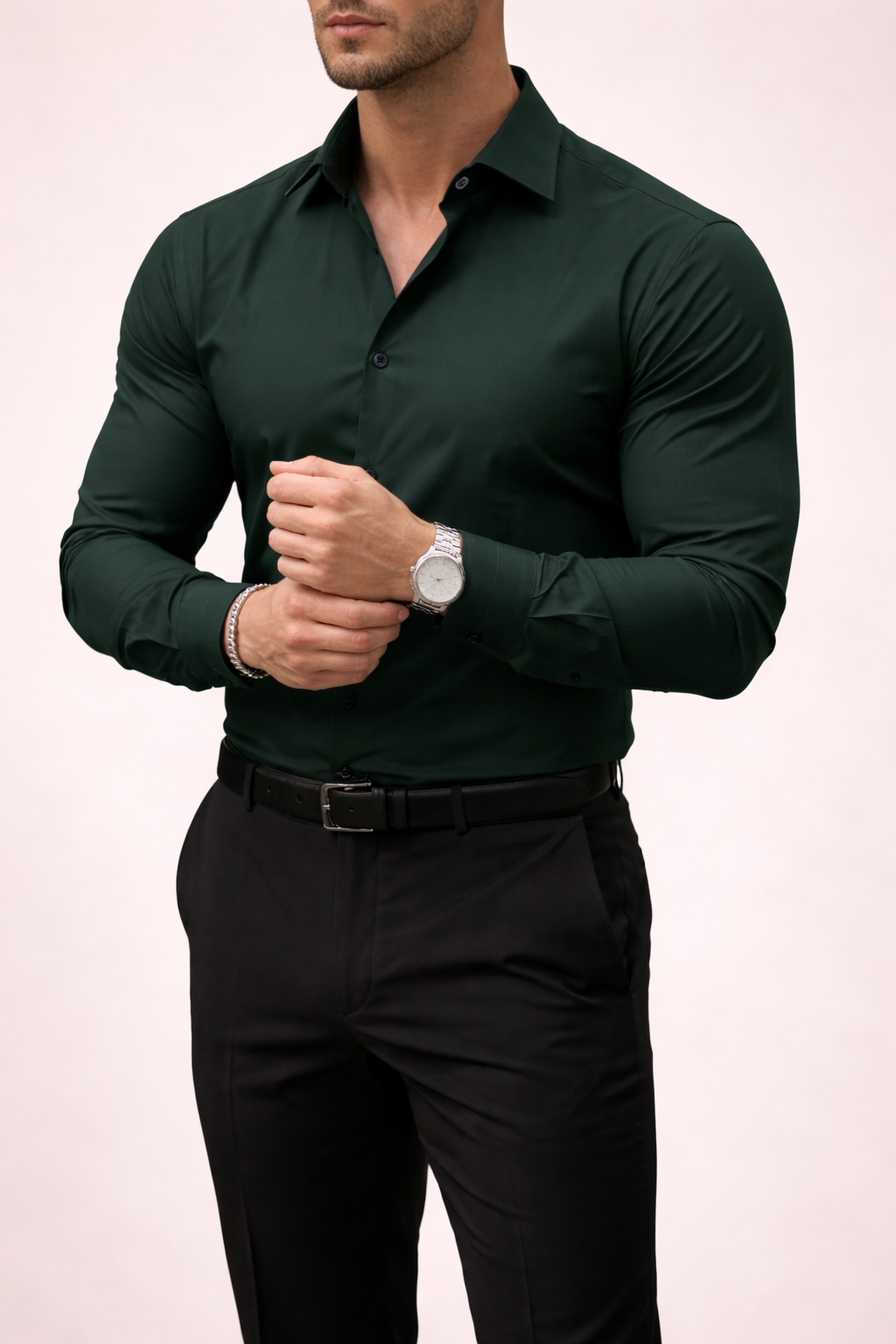 Men’s Long Sleeve Shirt With Button Front And Collar
