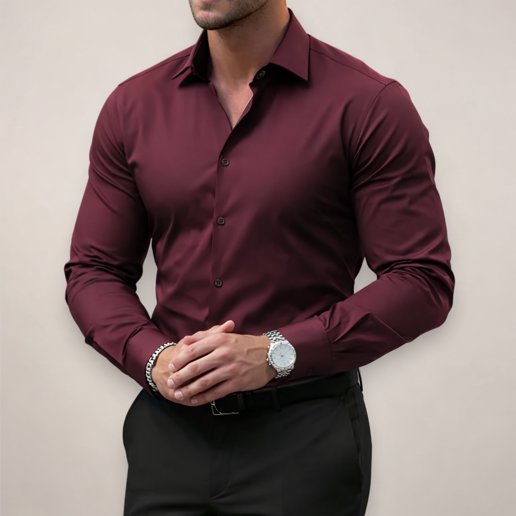 Men’s Long Sleeve Shirt With Button Front And Collar