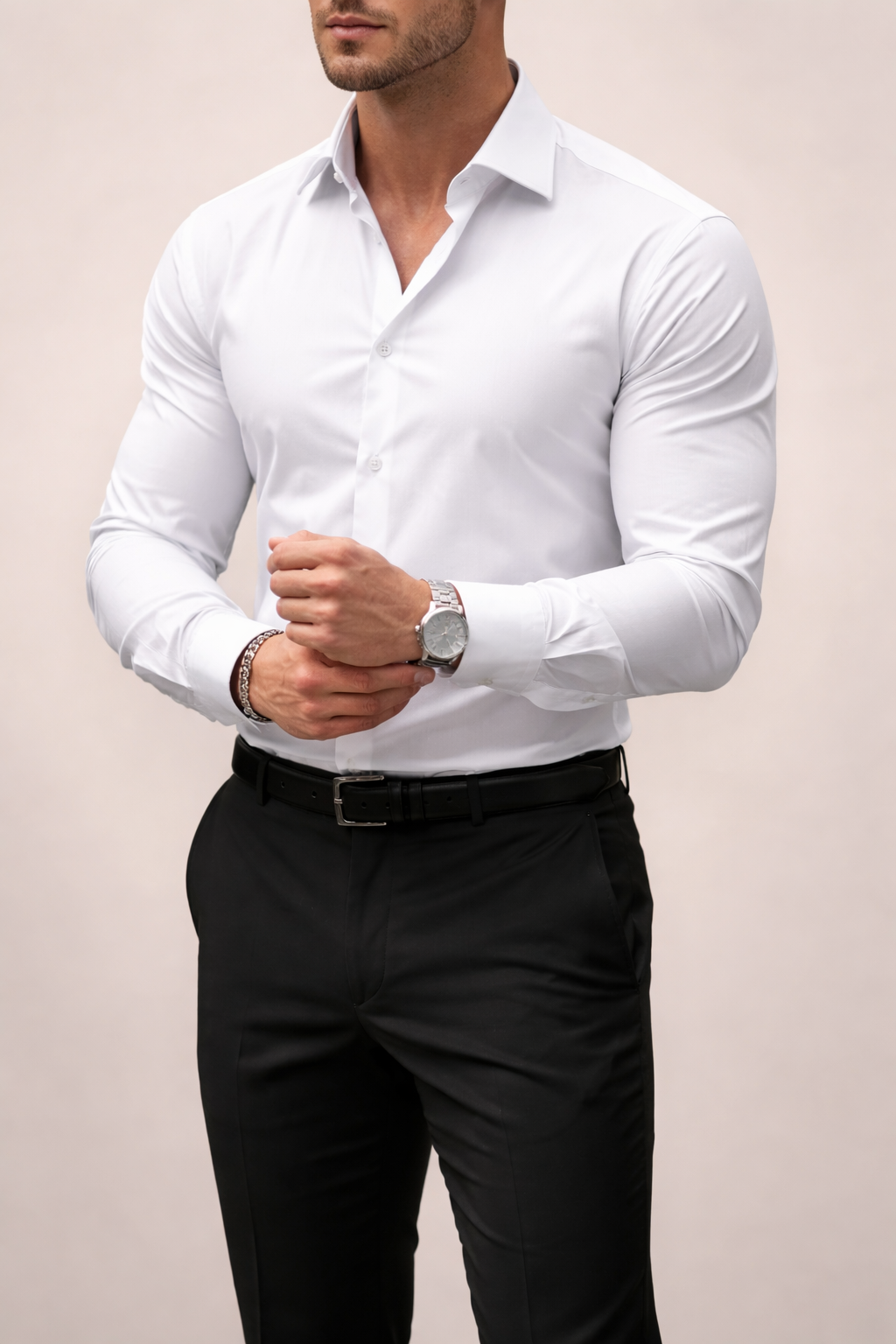 Men’s Long Sleeve Shirt With Button Front And Collar