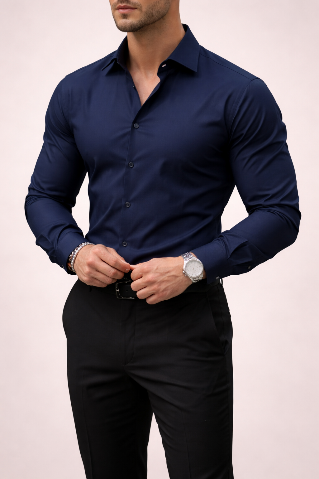 Men’s Long Sleeve Shirt With Button Front And Collar