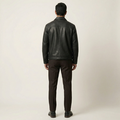 Men’s Zip-Up Jacket – Classic Stand Collar Long Sleeve Coat