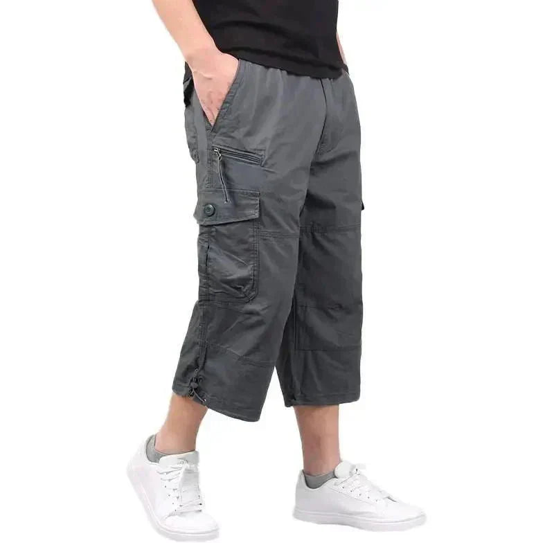 Men’s Cargo Shorts – Elastic Waist – Multi-Pocket