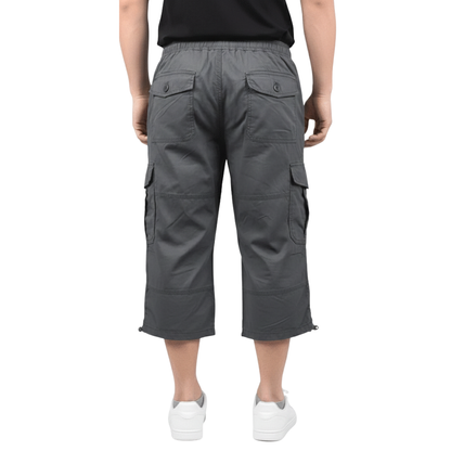 Men’s Cargo Shorts – Elastic Waist – Multi-Pocket