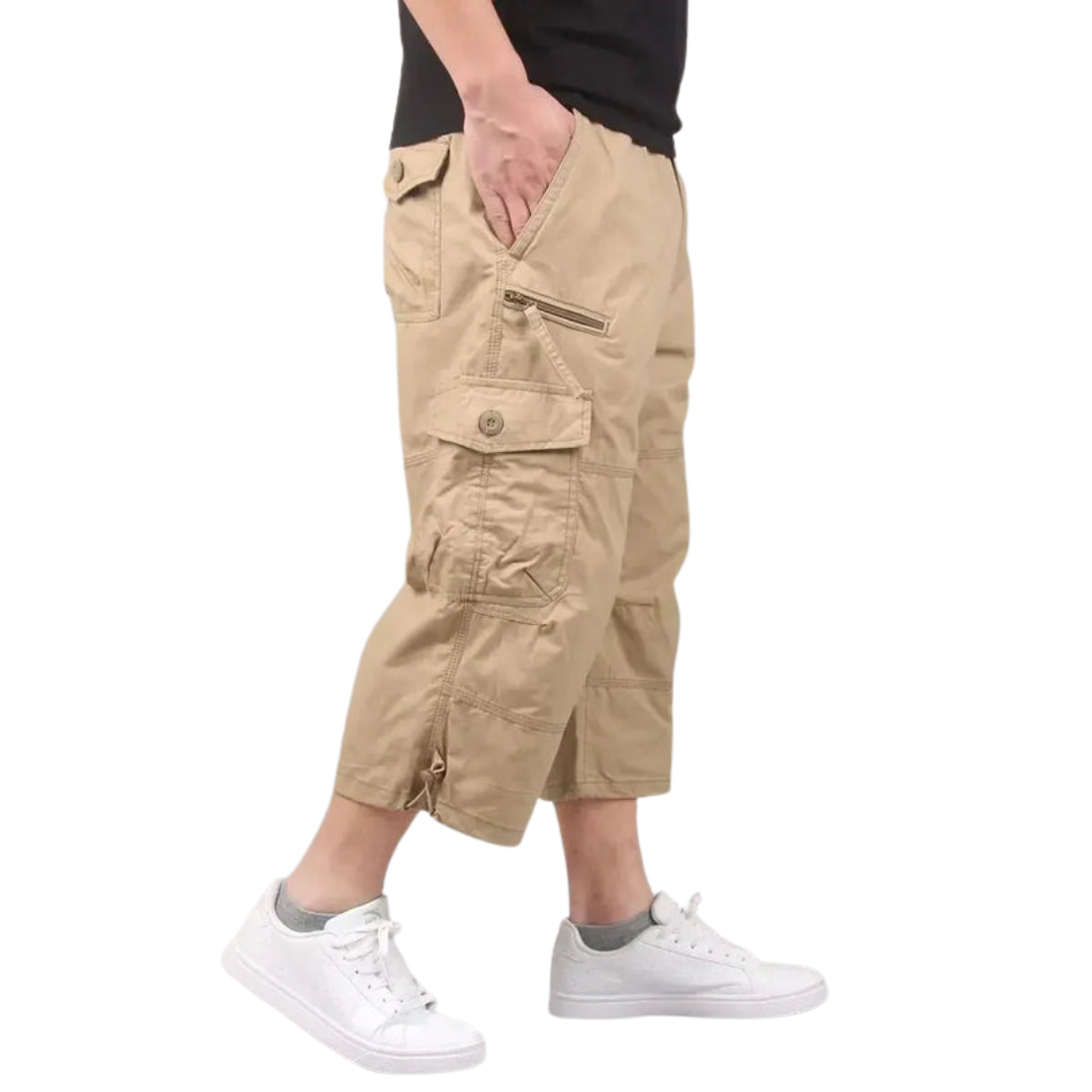 Men’s Cargo Shorts – Elastic Waist – Multi-Pocket