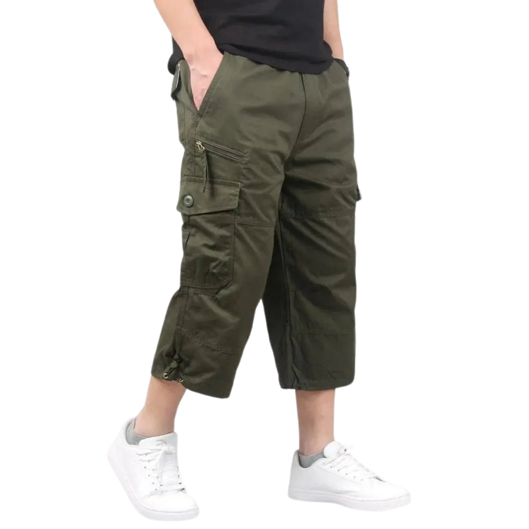 Men’s Cargo Shorts – Elastic Waist – Multi-Pocket