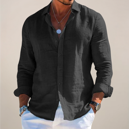 Diego | Camisa Verano Hombre Manga Larga Botones Cuello Clásico