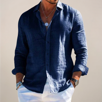 Diego | Camisa Verano Hombre Manga Larga Botones Cuello Clásico