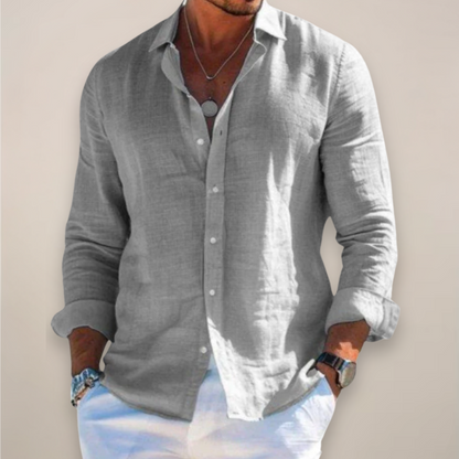 Diego | Camisa Verano Hombre Manga Larga Botones Cuello Clásico