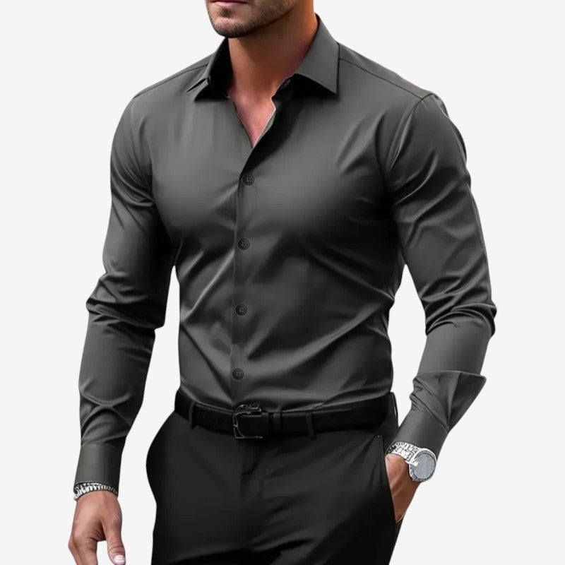 Men’s Slim Fit Long Sleeve Button-Up Shirt