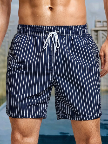 Swim Shorts Men's Nylon Striped Quick Dry Board Shorts