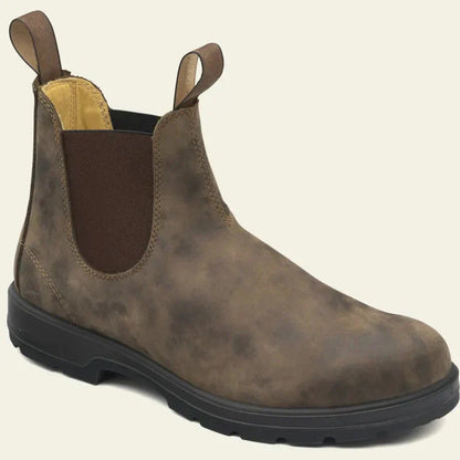 Work Boots Men's Leather Ankle Chelsea Style Slip-On