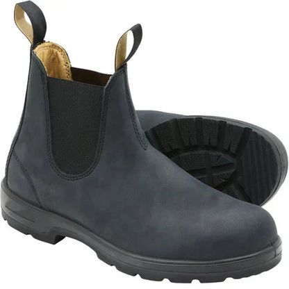 Work Boots Men's Leather Ankle Chelsea Style Slip-On