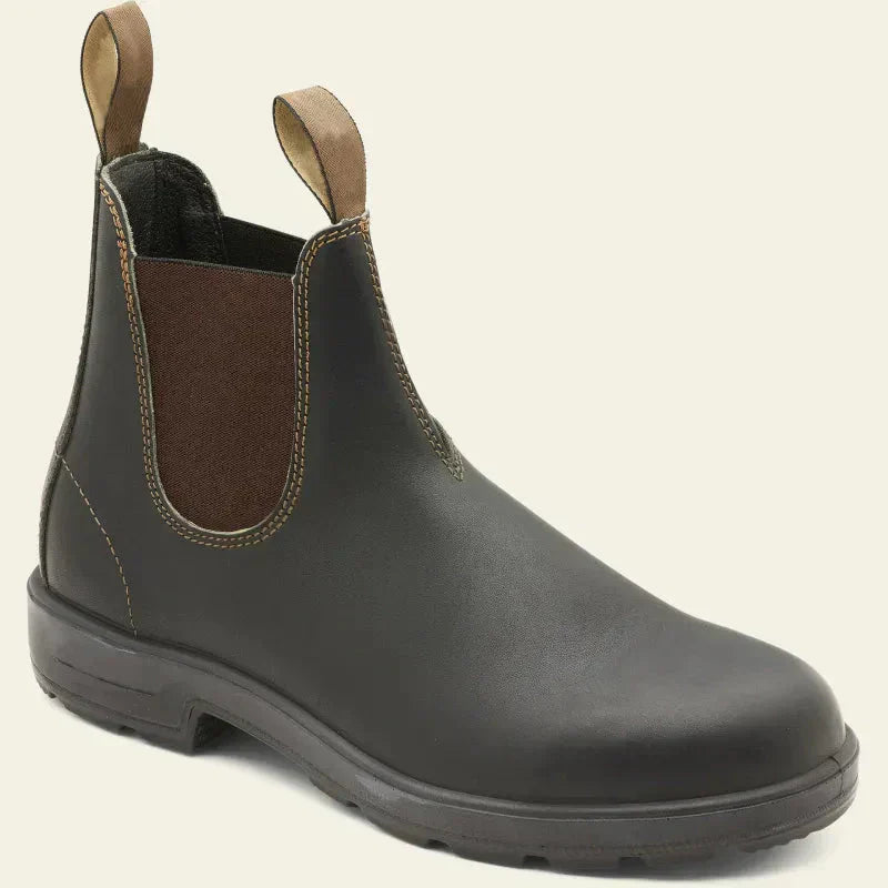Work Boots Men's Leather Ankle Chelsea Style Slip-On