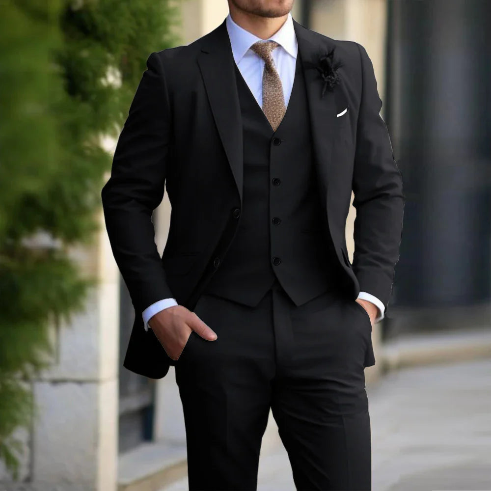 Smith – Ensemble costume classique 3 pièces avec veste sur mesure et pantalon large
