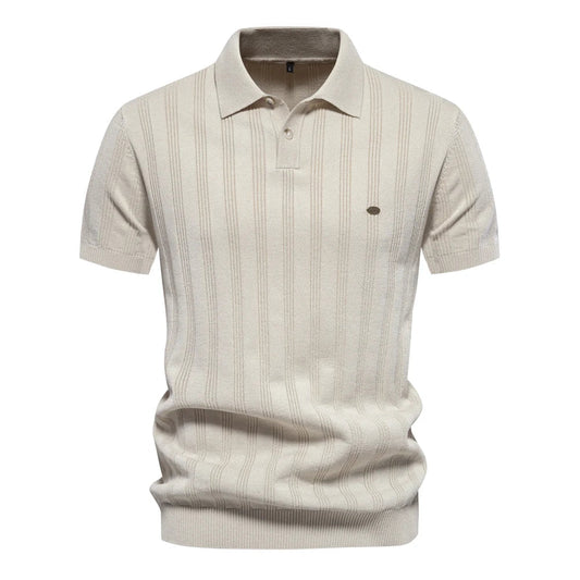 Męska koszulka polo w paski z dzianiny | Stylowa 0