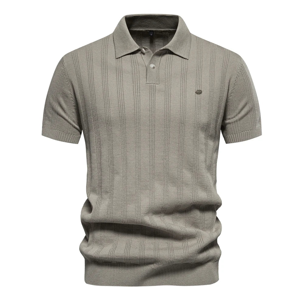 Męska koszulka polo w paski z dzianiny | Stylowa 3