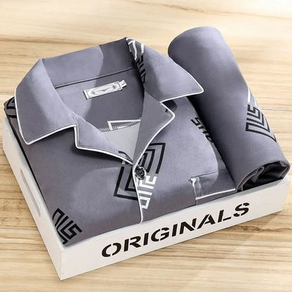 Men’s Button-Up Pyjama Set Soft Breathable