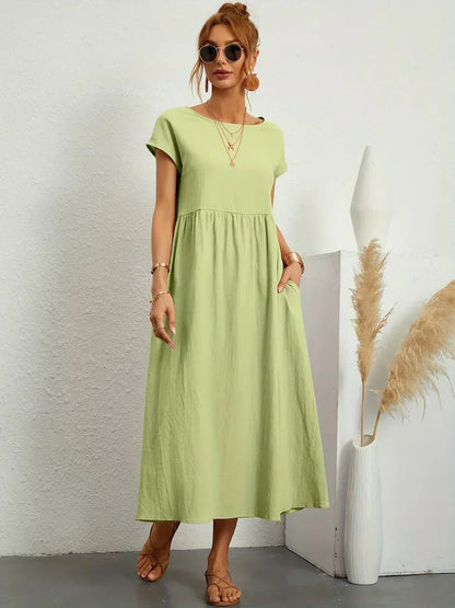 Gabrielle | Fließendes Midi-Kleid zeitloser Eleganz