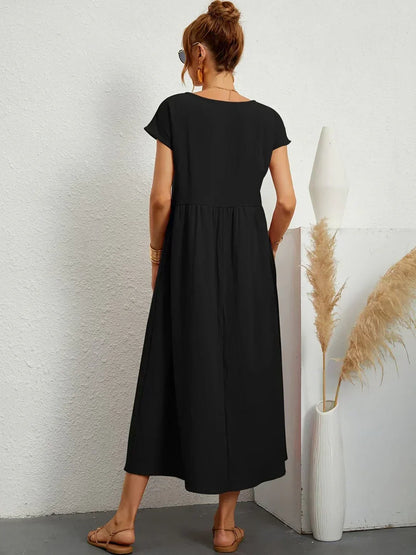 Gabrielle | Fließendes Midi-Kleid zeitloser Eleganz