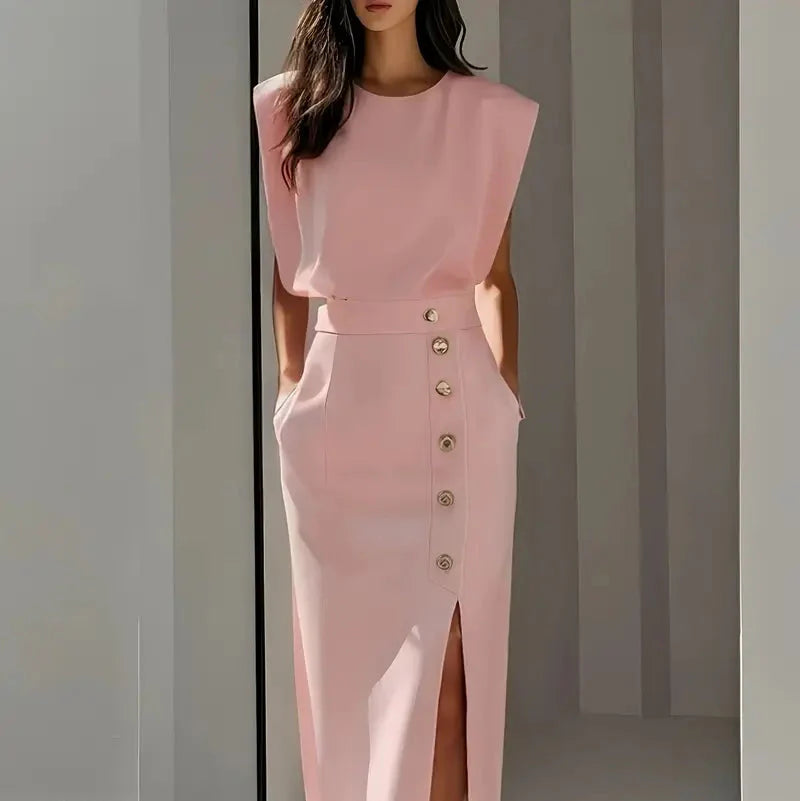 Midi-Kleid für Damen mit Seitenschlitz