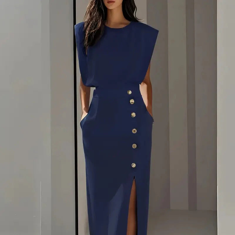Midi-Kleid für Damen mit Seitenschlitz