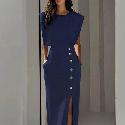 Midi-Kleid für Damen mit Seitenschlitz