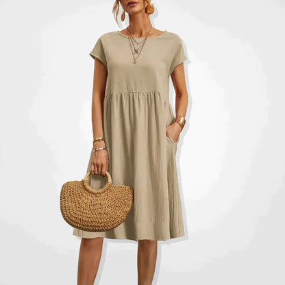 Midi Jurk Dames | Empire Taille & Handige Zakken