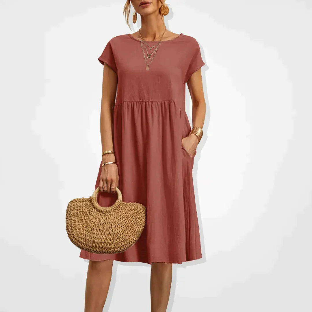 Midi Jurk Dames | Empire Taille & Handige Zakken