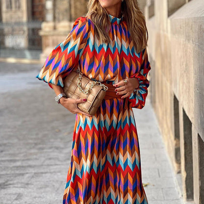 Charlotte | Women's Midi Dress With High Neck And Pleated Design | Elegant